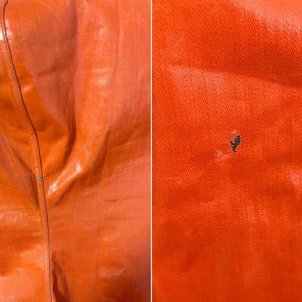 RICK OWENS Athena One Shoulder Coated Denim Bodycon Orange Midi Dress Size 6 - Picture 13 of 16